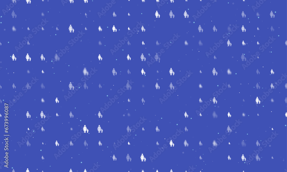 Poster seamless background pattern of evenly spaced white woman with child symbols of different sizes and o