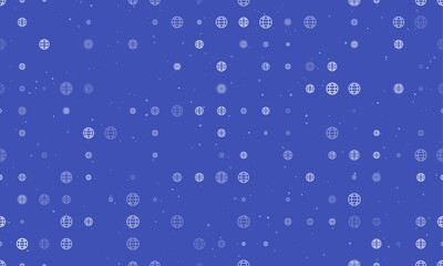 Seamless background pattern of evenly spaced white web symbols of different sizes and opacity. Vector illustration on indigo background with stars