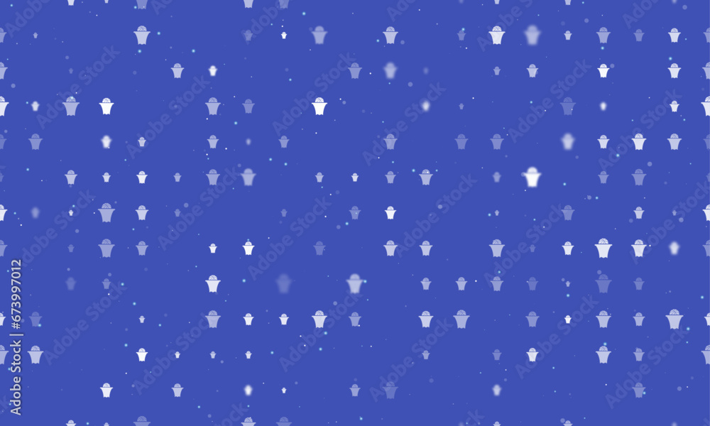 Poster seamless background pattern of evenly spaced white basketball symbols of different sizes and opacity