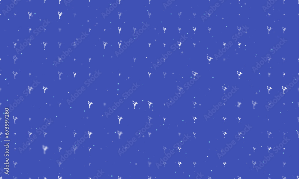 Poster seamless background pattern of evenly spaced white figure skating symbols of different sizes and opa