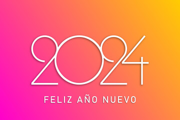 2024 - feliz año nuevo - obrazy, fototapety, plakaty