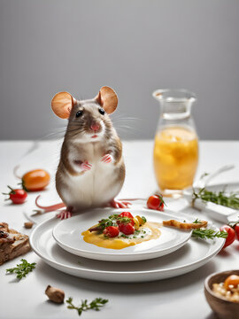rat and breakfast in the restaurant meat with vegetables breakfast on the table