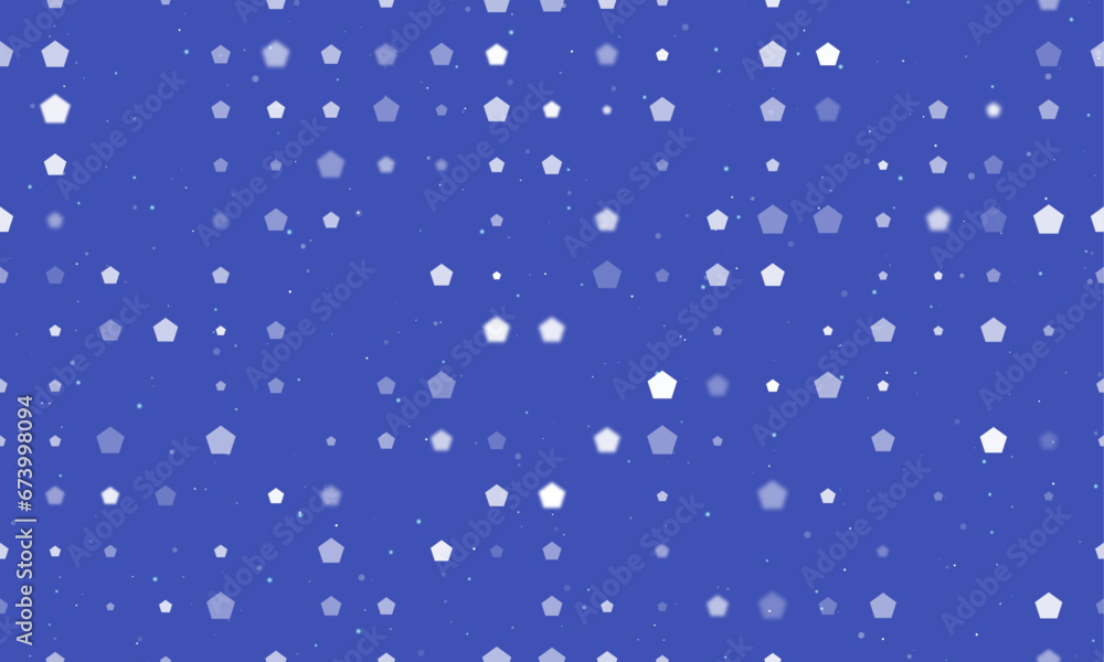 Aufkleber seamless background pattern of evenly spaced white pentagon symbols of different sizes and opacity. 