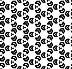 Black and white seamless abstract pattern. Background and backdrop. Grayscale ornamental design. Mosaic ornaments. Vector graphic illustration. EPS10.
