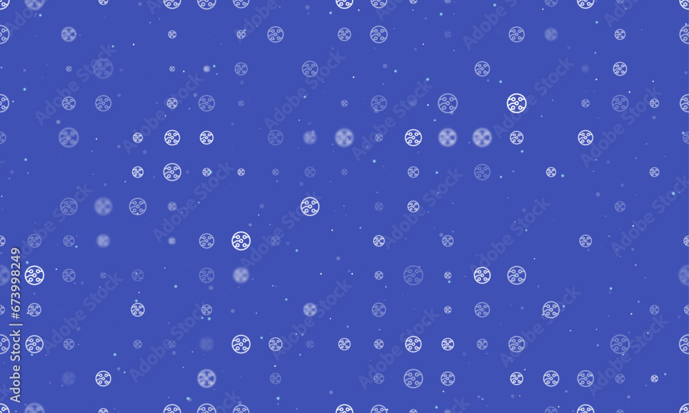 Poster seamless background pattern of evenly spaced white electrical board symbols of different sizes and o