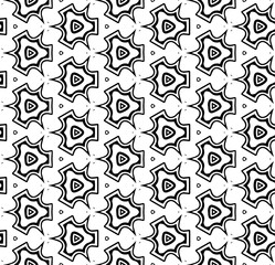 Black and white seamless abstract pattern. Background and backdrop. Grayscale ornamental design. Mosaic ornaments. Vector graphic illustration. EPS10.