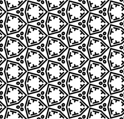Fototapeta premium Black and white seamless abstract pattern. Background and backdrop. Grayscale ornamental design. Mosaic ornaments. Vector graphic illustration. EPS10.