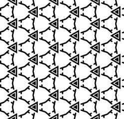 Naklejka premium Black and white seamless abstract pattern. Background and backdrop. Grayscale ornamental design. Mosaic ornaments. Vector graphic illustration. EPS10.