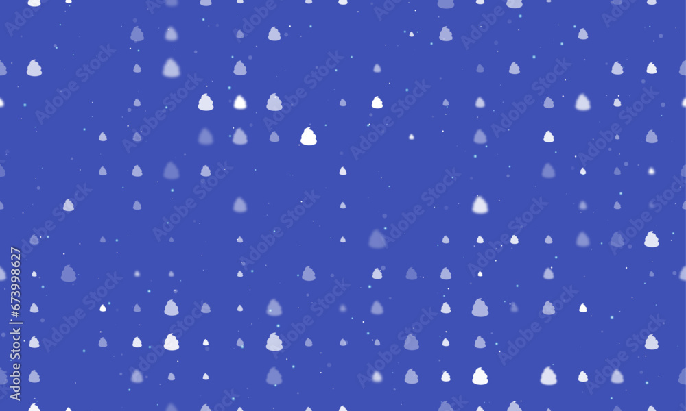 Aufkleber seamless background pattern of evenly spaced white poop symbols of different sizes and opacity. vect