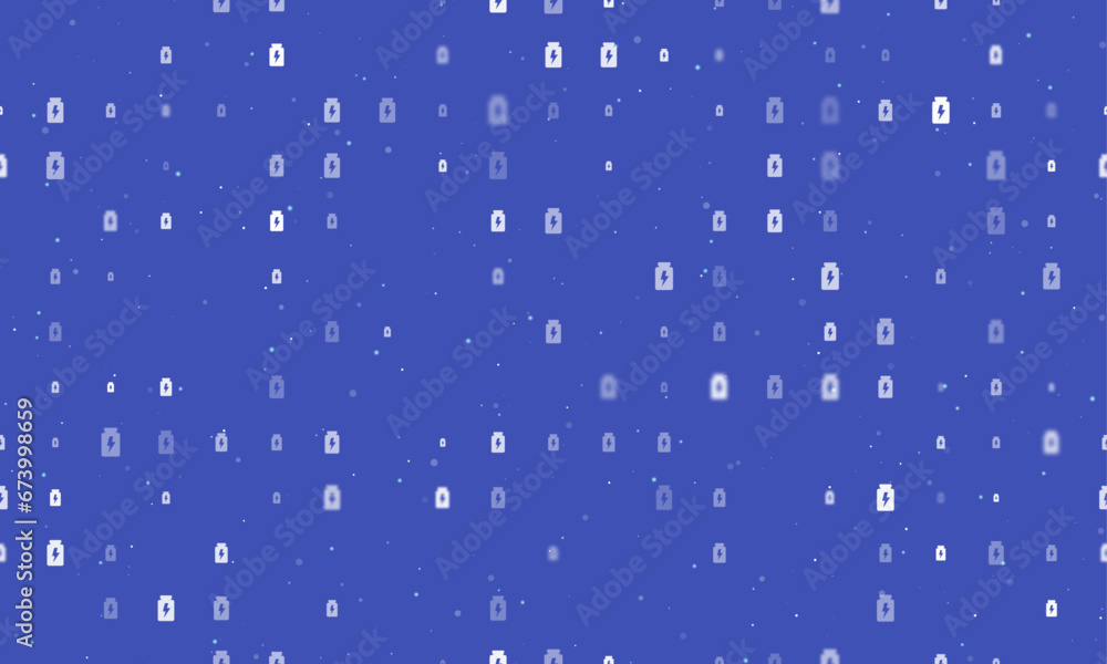 Poster seamless background pattern of evenly spaced white power jar symbols of different sizes and opacity.
