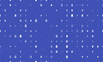 Seamless background pattern of evenly spaced white jar of jam symbols of different sizes and opacity. Vector illustration on indigo background with stars