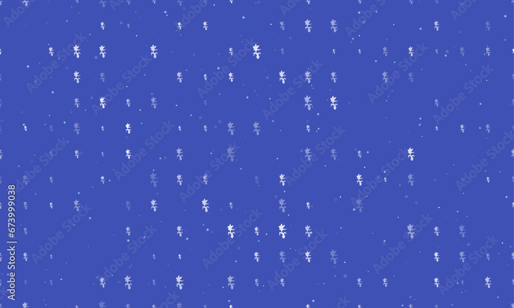 Poster seamless background pattern of evenly spaced white carnivorous plant symbols of different sizes and 