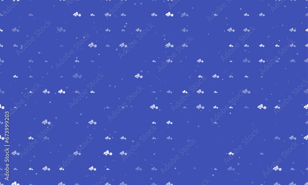 Poster seamless background pattern of evenly spaced white road roller symbols of different sizes and opacit