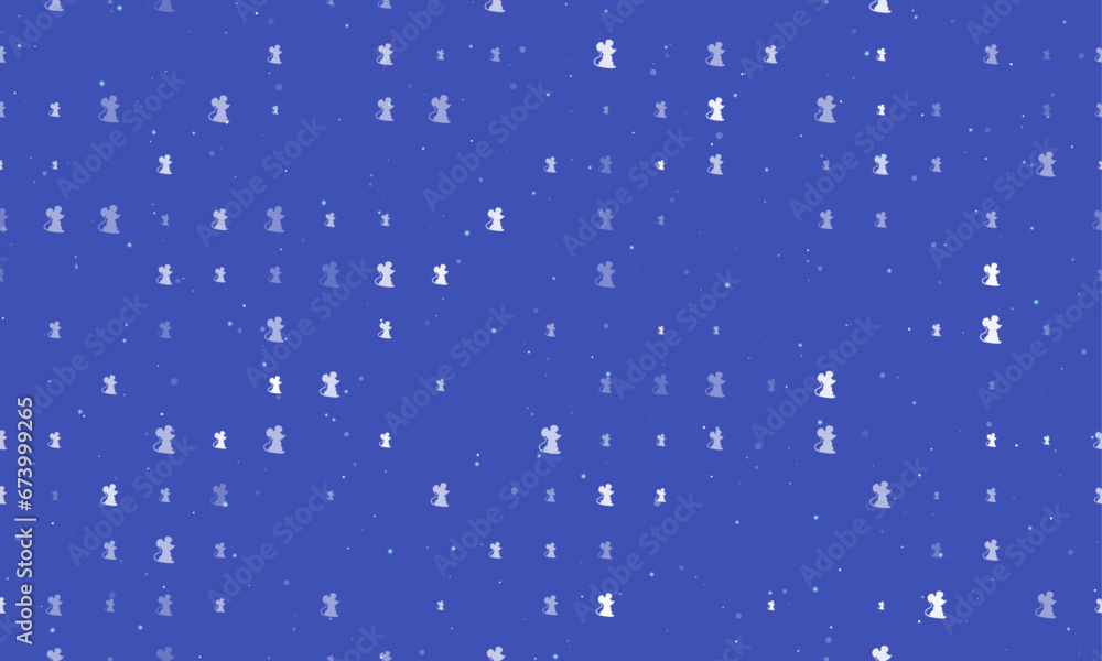 Poster seamless background pattern of evenly spaced white mouse symbols of different sizes and opacity. vec