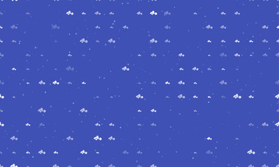 Seamless background pattern of evenly spaced white road roller symbols of different sizes and opacity. Vector illustration on indigo background with stars