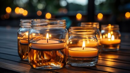 Glass Jars Burning Candles Light Room, Bright Background, Background Hd