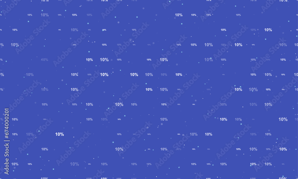 Poster seamless background pattern of evenly spaced white 10 percent symbols of different sizes and opacity