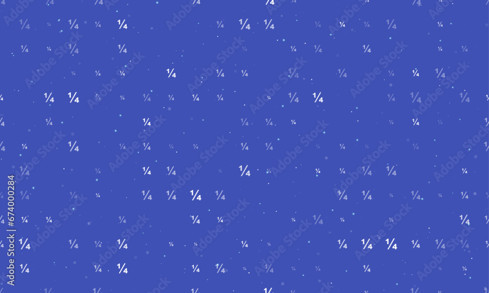 Poster seamless background pattern of evenly spaced white quarter fraction symbols of different sizes and o