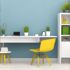 Stylish interior design decor of a modern workspace in cozy room for working from home. Minimalistic and cozy setup for remote working and work from home. Luxurious modern home office. Generative Ai.