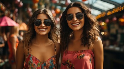 Happy Girls Having Fun Drinking Cocktails, Bright Background, Background Hd