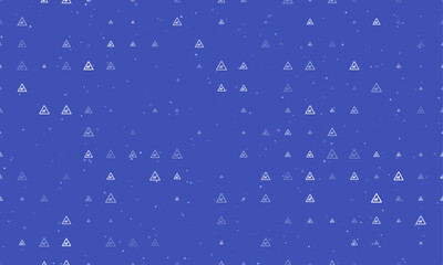 Seamless background pattern of evenly spaced white pets road signs of different sizes and opacity. Vector illustration on indigo background with stars