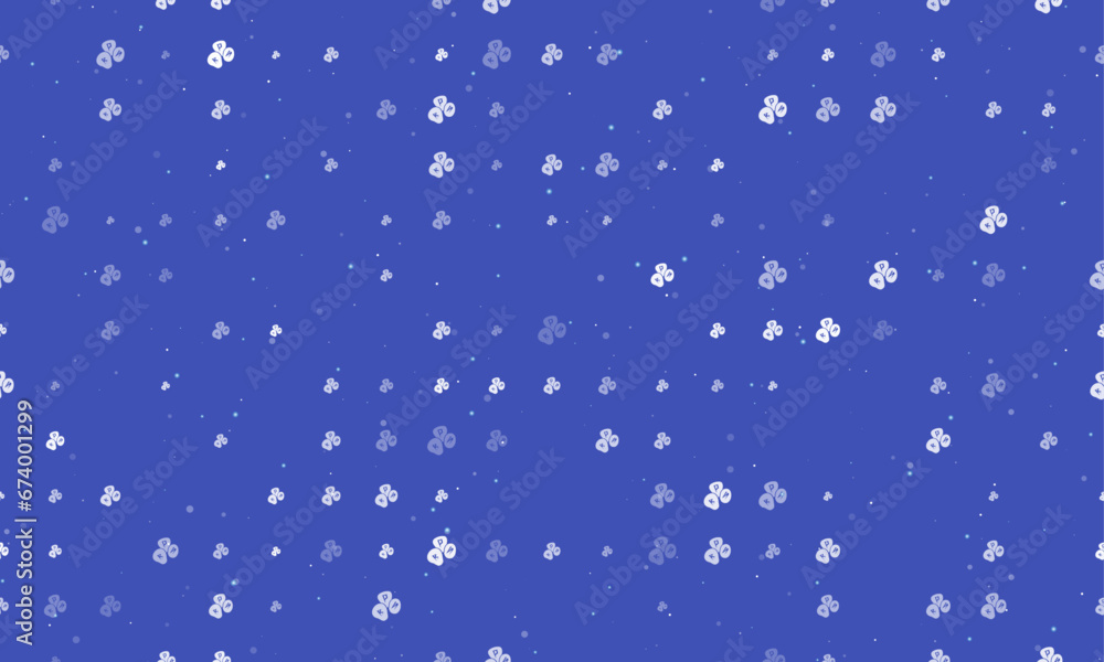 Poster seamless background pattern of evenly spaced white divination stones symbols of different sizes and 