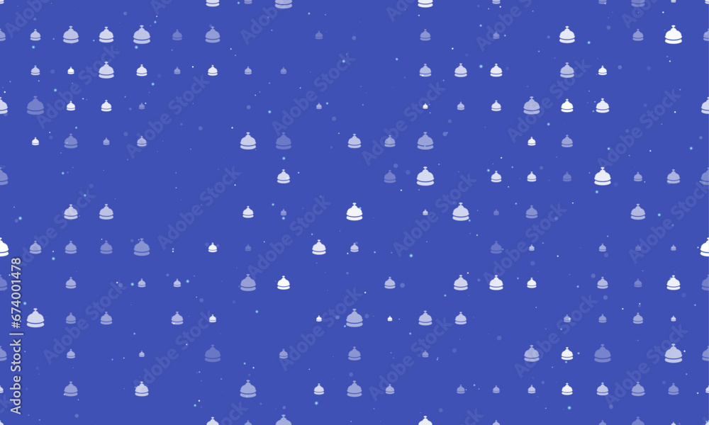 Poster seamless background pattern of evenly spaced white reception bell symbols of different sizes and opa
