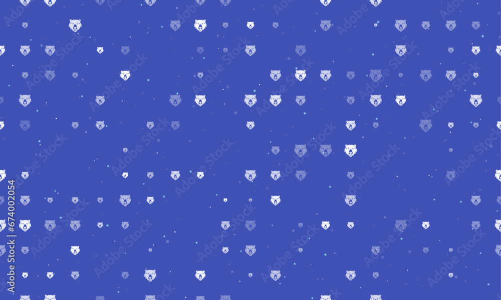 Aufkleber seamless background pattern of evenly spaced white bear head symbols of different sizes and opacity.