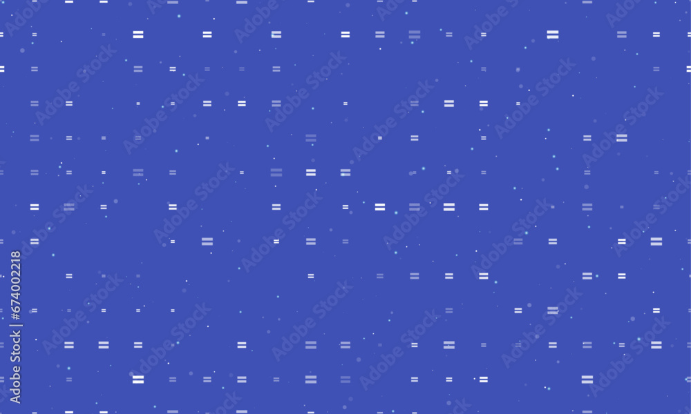 Poster seamless background pattern of evenly spaced white equals symbols of different sizes and opacity. ve