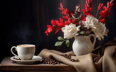 Coffee and flowers