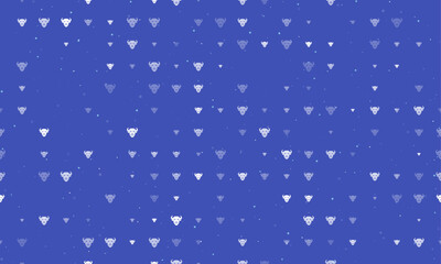 Seamless background pattern of evenly spaced white buffalo head symbols of different sizes and opacity. Vector illustration on indigo background with stars