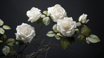 a white rose bush with a few blooms