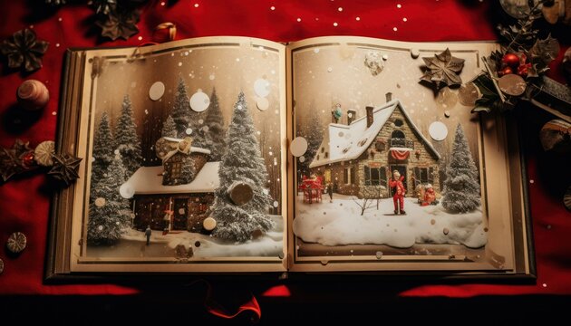 Photo of a Festive Tale Unfolds: A Christmas Scene Painted on the Pages