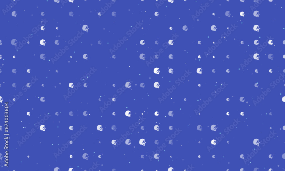 Aufkleber seamless background pattern of evenly spaced white lion head icons of different sizes and opacity. v
