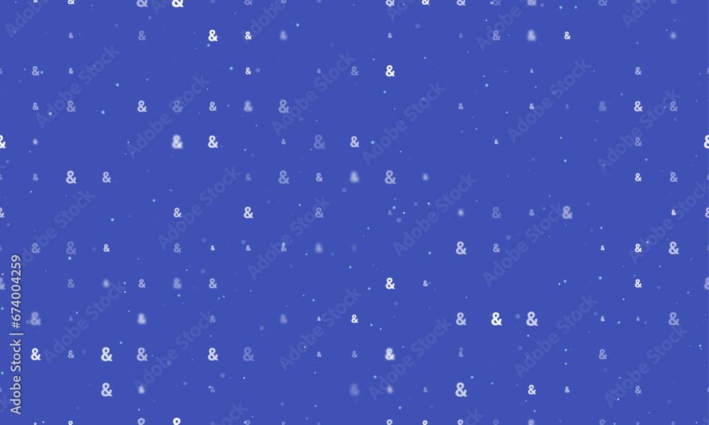 Poster seamless background pattern of evenly spaced white ampersand symbols of different sizes and opacity.