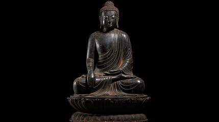 Estátua do Senhor Buda esculpida em mármore preto