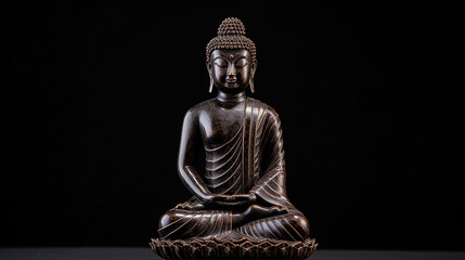 Estátua do Senhor Buda esculpida em mármore preto