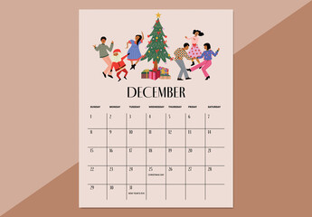 Festive Christmas Calendar Card Layout