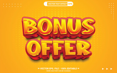 3d editable bonus offer vector text style effect