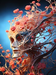 Steampunk girl with a wreath of flowers