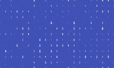 Seamless background pattern of evenly spaced white a branch in a bottle symbols of different sizes and opacity. Vector illustration on indigo background with stars