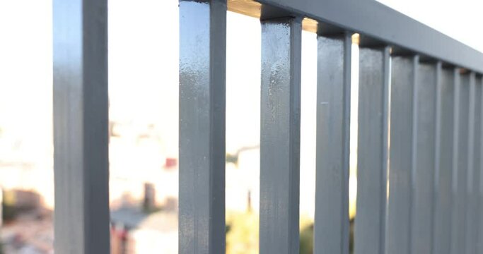 Gray metal fence on balcony or fence