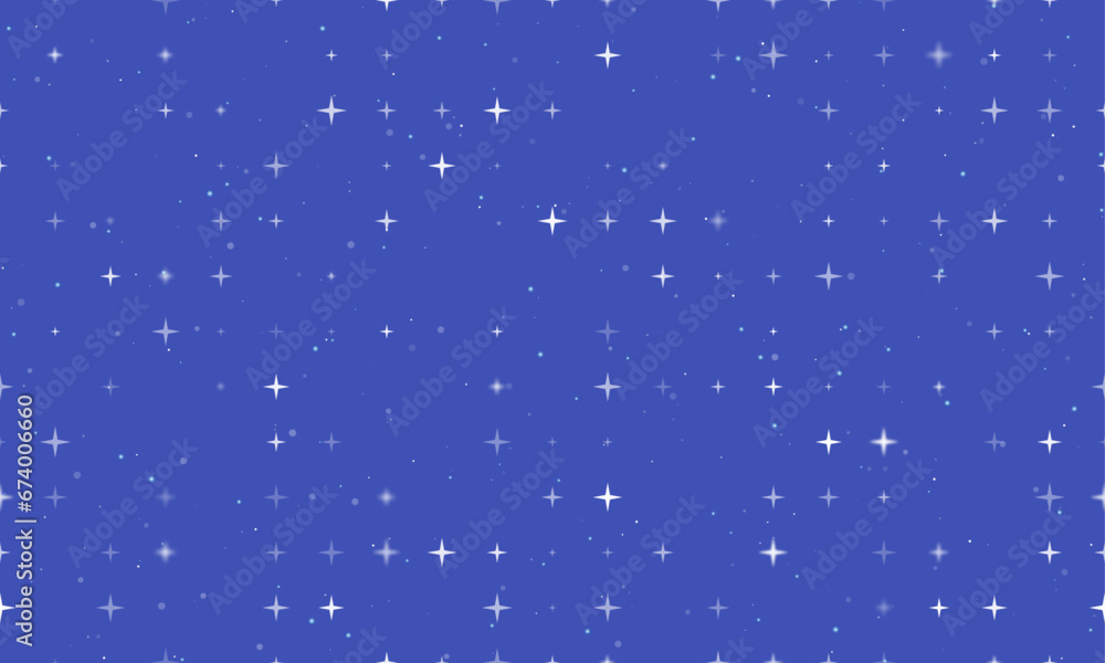 Poster seamless background pattern of evenly spaced white star symbols of different sizes and opacity. vect