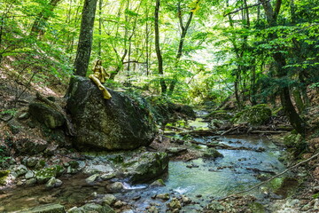 Fototapeta premium Road to the Dzhur-Dzhur waterfall, the deepest waterfall in Crimea