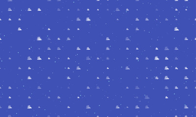 Obraz premium Seamless background pattern of evenly spaced white wild cactus symbols of different sizes and opacity. Vector illustration on indigo background with stars