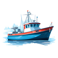 fishing boat flat illustration