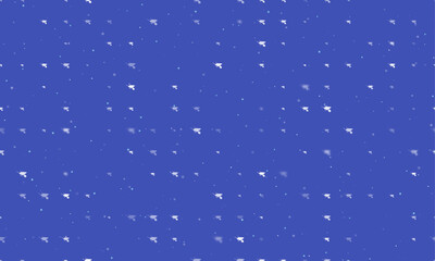 Naklejka na ściany i meble Seamless background pattern of evenly spaced white garden carts of different sizes and opacity. Vector illustration on indigo background with stars