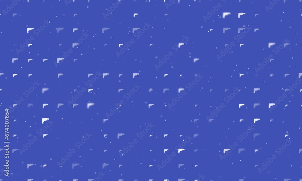 Poster seamless background pattern of evenly spaced white electric drill symbols of different sizes and opa