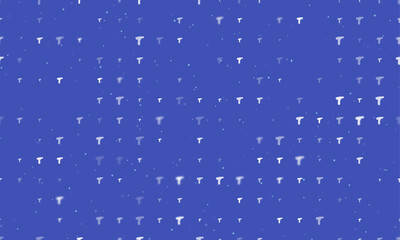 Seamless background pattern of evenly spaced white electric screwdriver symbols of different sizes and opacity. Vector illustration on indigo background with stars