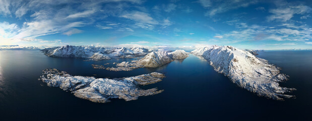 Lofoten Bergpanorama Norwegen - obrazy, fototapety, plakaty